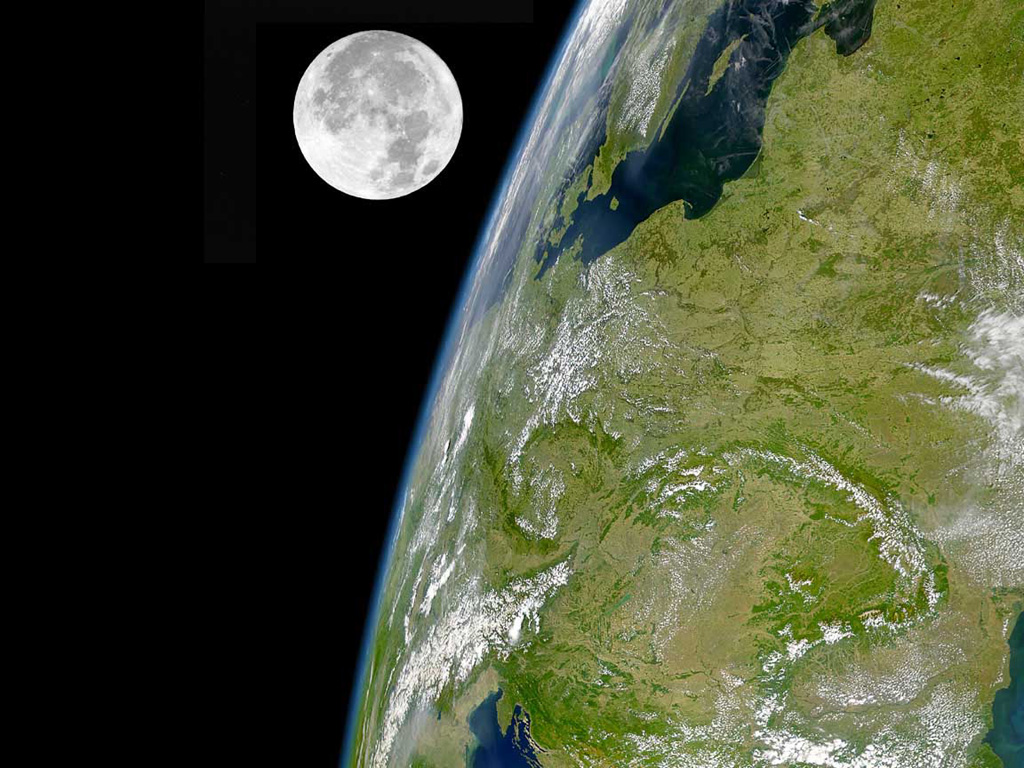 The Earth and Moon from space